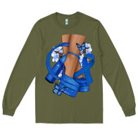 Army Green Colon Cancer diva blue ribbon Long Sleeve Tee - NancyCooperArtShop