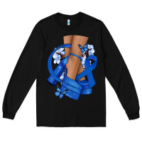 Black Colon Cancer diva blue ribbon Long Sleeve Tee - NancyCooperArtShop