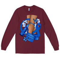 Burgundy Colon Cancer diva blue ribbon Long Sleeve Tee - NancyCooperArtShop