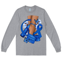 Heather Grey Colon Cancer diva blue ribbon Long Sleeve Tee - NancyCooperArtShop
