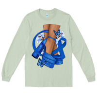 Matcha Colon Cancer diva blue ribbon Long Sleeve Tee - NancyCooperArtShop