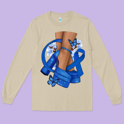 Colon Cancer Diva Blue Ribbon Long Sleeve Tee Designed By Nancycooperartshop
