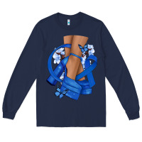 Navy Colon Cancer diva blue ribbon Long Sleeve Tee - NancyCooperArtShop