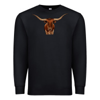 Black texas longhorn illustration Premium Sweatshirt - CowhideDigitalArt