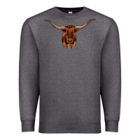Charcoal Heather texas longhorn illustration Premium Sweatshirt - CowhideDigitalArt