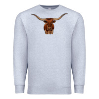 Heather Grey texas longhorn illustration Premium Sweatshirt - CowhideDigitalArt