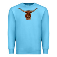 Ocean Blue texas longhorn illustration Premium Sweatshirt - CowhideDigitalArt