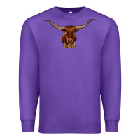 Purple texas longhorn illustration Premium Sweatshirt - CowhideDigitalArt