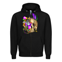 Black mardi gras skull Zipper Hoodie - FaDigitalArtStudio