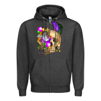 Charcoal Heather mardi gras skull Zipper Hoodie - FaDigitalArtStudio