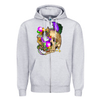 Heather Grey mardi gras skull Zipper Hoodie - FaDigitalArtStudio
