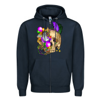 Navy mardi gras skull Zipper Hoodie - FaDigitalArtStudio