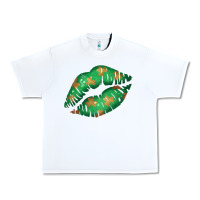 White St. Patricks Day Green Lips Urban Heavy Tee - Bettercallsaul