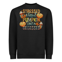 Black stressed blessed pumpkin spice obsessed Heavyweight Sweatshirt - CowGirlArtShop
