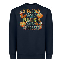 Navy stressed blessed pumpkin spice obsessed Heavyweight Sweatshirt - CowGirlArtShop