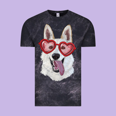 White Shepherd With Love Glasses Vintage Tee Designed By Ranaportraitstore