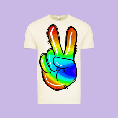 Rainbow Peace Sign Vintage Tee Designed By Jasminsmagicworld