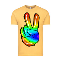 Vintage Mustard rainbow peace sign Vintage Tee - Jasminsmagicworld