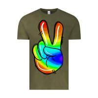 Vintage Olive rainbow peace sign Vintage Tee - Jasminsmagicworld