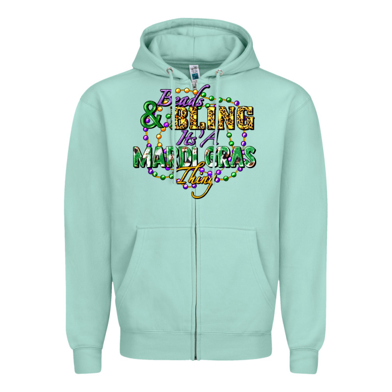 Beads And Bling It's' A Mardi Gras Thing Zipper Hoodie by FaDigitalArtStudio | Teevron
