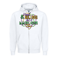 White Beads and bling it's' a Mardi Gras thing Zipper Hoodie - FaDigitalArtStudio