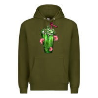Army Green Western Cactus Cold Frappe Premium Hoodie - FaDigitalArtStudio