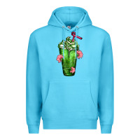 Ocean Blue Western Cactus Cold Frappe Premium Hoodie - FaDigitalArtStudio