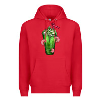 Red Western Cactus Cold Frappe Premium Hoodie - FaDigitalArtStudio