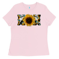 Bubblegum Pink Sunflower Cowhide Mom Ladies Tee - Jasminsmagicworld