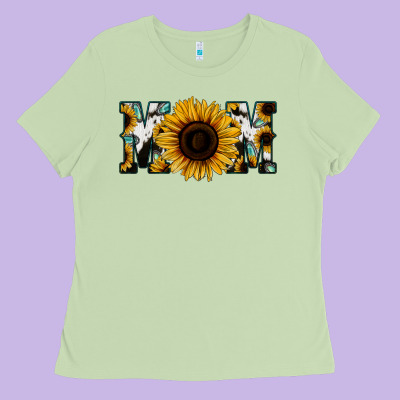 Sunflower Cowhide Mom Ladies Tee Designed By Jasminsmagicworld