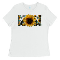 White Sunflower Cowhide Mom Ladies Tee - Jasminsmagicworld