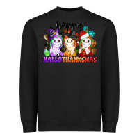 Black happy hallothanksmas unicorn Heavyweight Sweatshirt - CowGirlArtShop