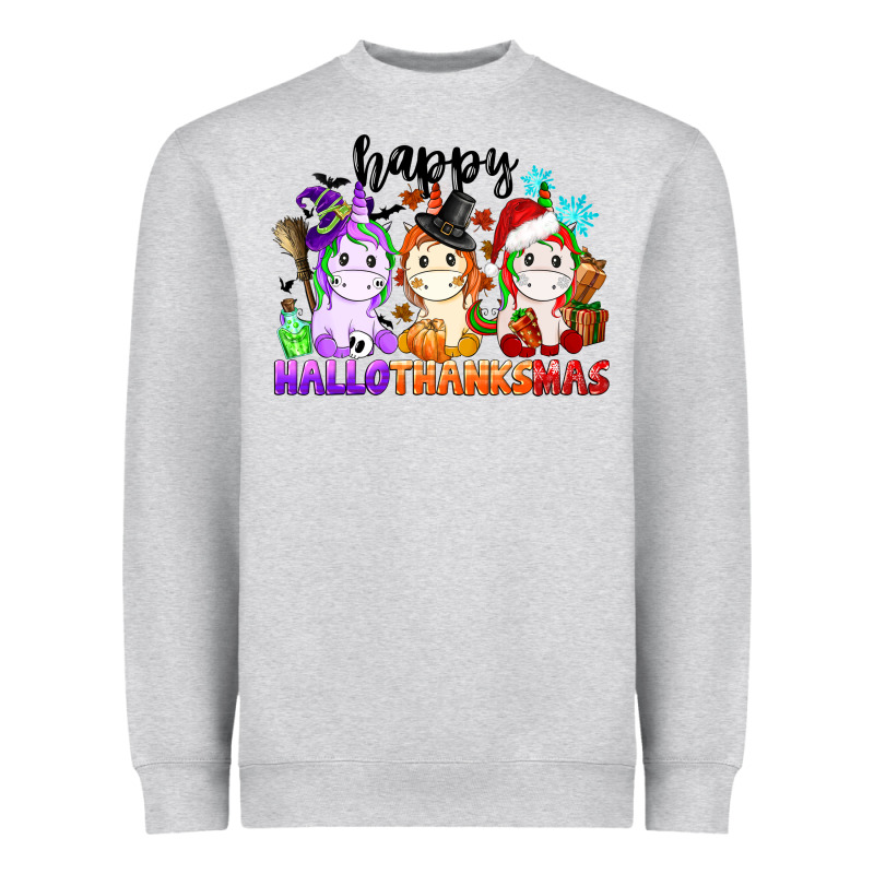 Happy Hallothanksmas Unicorn Heavyweight Sweatshirt by CowGirlArtShop | Teevron