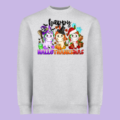 Happy Hallothanksmas Unicorn Heavyweight Sweatshirt Designed By Cowgirlartshop