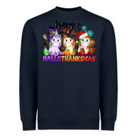 Navy happy hallothanksmas unicorn Heavyweight Sweatshirt - CowGirlArtShop