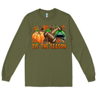Army Green Tis' the season Football green helmet Long Sleeve Tee - NancyCooperArtShop