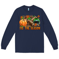 Navy Tis' the season Football green helmet Long Sleeve Tee - NancyCooperArtShop