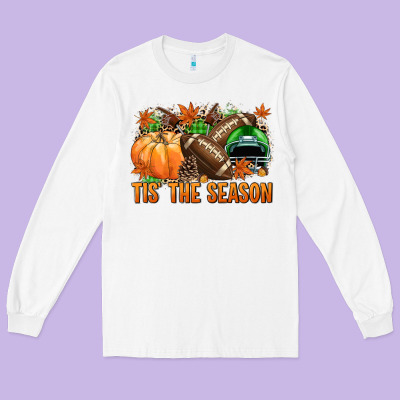 Tis' The Season Football Green Helmet Long Sleeve Tee Designed By Nancycooperartshop