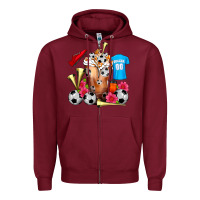 Burgundy Soccer Cold Drink Frappe Zipper Hoodie - FaDigitalArtStudio