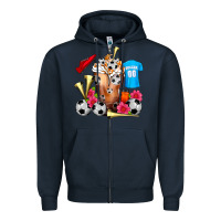 Navy Soccer Cold Drink Frappe Zipper Hoodie - FaDigitalArtStudio