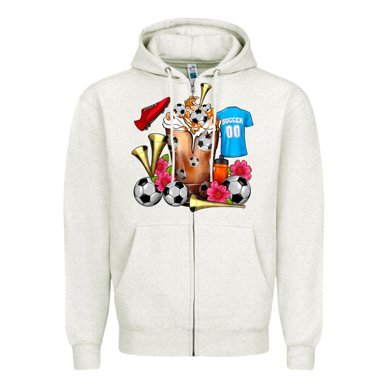 Soccer Cold Drink Frappe Zipper Hoodie by FaDigitalArtStudio | Teevron