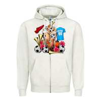 Oatmeal Heather Soccer Cold Drink Frappe Zipper Hoodie - FaDigitalArtStudio