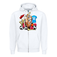 White Soccer Cold Drink Frappe Zipper Hoodie - FaDigitalArtStudio