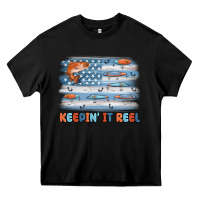 Black fishing lure flag keepin' it reel Heavy Core Tee - MaliasSmallBusiness