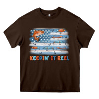Chocolate Brown fishing lure flag keepin' it reel Heavy Core Tee - MaliasSmallBusiness