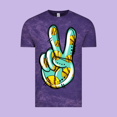 Softball Peace Sign Vintage Tee Designed By Jasminsmagicworld