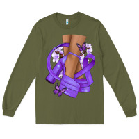 Army Green Cancer diva purple ribbon Long Sleeve Tee - NancyCooperArtShop