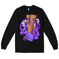 Black Cancer diva purple ribbon Long Sleeve Tee - NancyCooperArtShop