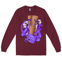 Burgundy Cancer diva purple ribbon Long Sleeve Tee - NancyCooperArtShop