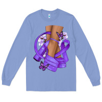Colony Blue Cancer diva purple ribbon Long Sleeve Tee - NancyCooperArtShop